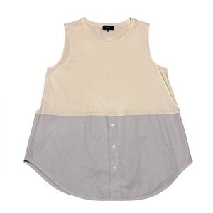 ME+EM Classic Tail Sleeveless Layering Tank Size 12 In White and Blue Pinstripes
